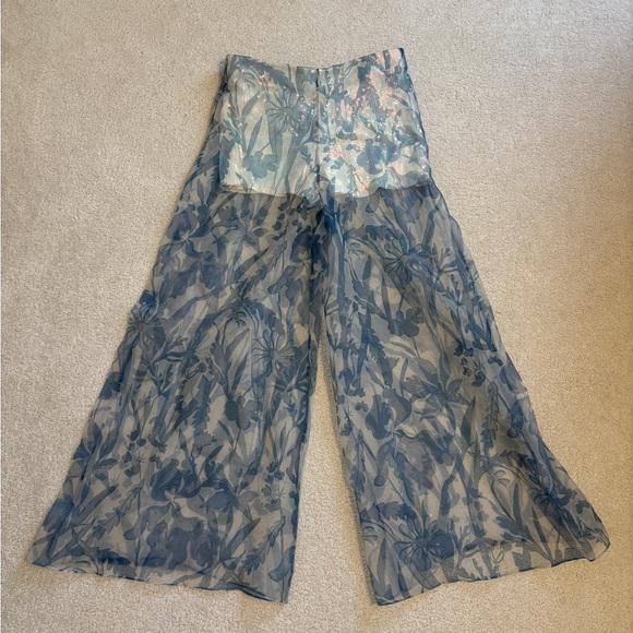 STAUD Rachel Wildflower Pants, Sky Wildflowers New With Tags - Picture 4 of 5